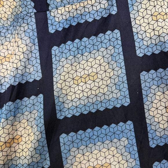 Vtg 70s Mervyns Disco Shirt Mens Geometric Button Up Nylon Dagger Collar Cubes - Picture 9 of 11